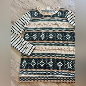 7th Ray Boutique Medium Aztec Winter Type Pattern with Striped Arm Sleeves